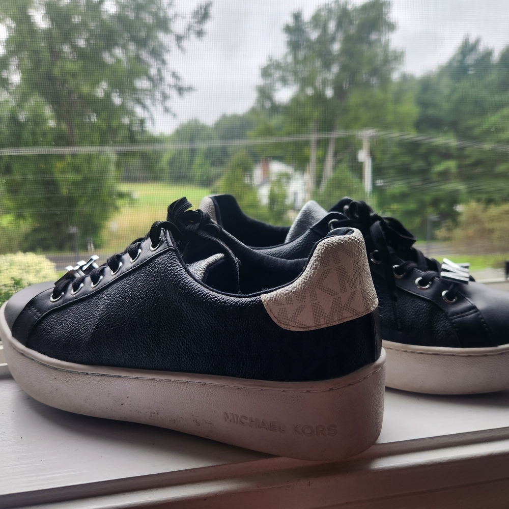 Size 7 Michael Kors Black and White Women's Sneakers